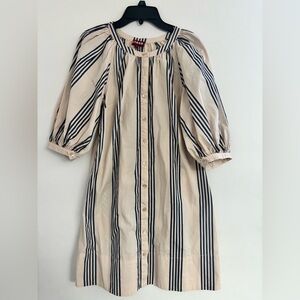 STAUD Vincent Mini Dress in Navy and Beige